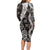 Hawaii Puakenikeni and Maile Lei Long Sleeve Bodycon Dress Black Japanese Wave Style - Polynesian Pride