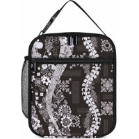 Hawaii Puakenikeni and Maile Lei Lunch Bag Black Japanese Wave Style LT9 10.2 × 8.3 × 4.3 inch Black - Polynesian Pride