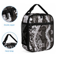 Hawaii Puakenikeni and Maile Lei Lunch Bag Black Japanese Wave Style LT9 - Polynesian Pride