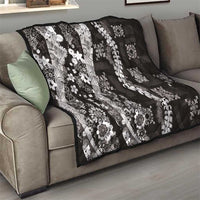 Hawaii Puakenikeni and Maile Lei Quilt Black Japanese Wave Style - Polynesian Pride