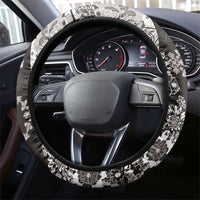 Hawaii Puakenikeni and Maile Lei Steering Wheel Cover Black Japanese Wave Style - Polynesian Pride