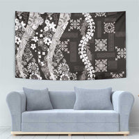 Hawaii Puakenikeni and Maile Lei Tapestry Black Japanese Wave Style - Polynesian Pride