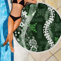 Hawaii Puakenikeni and Maile Lei Beach Blanket Green Japanese Wave Style - Polynesian Pride