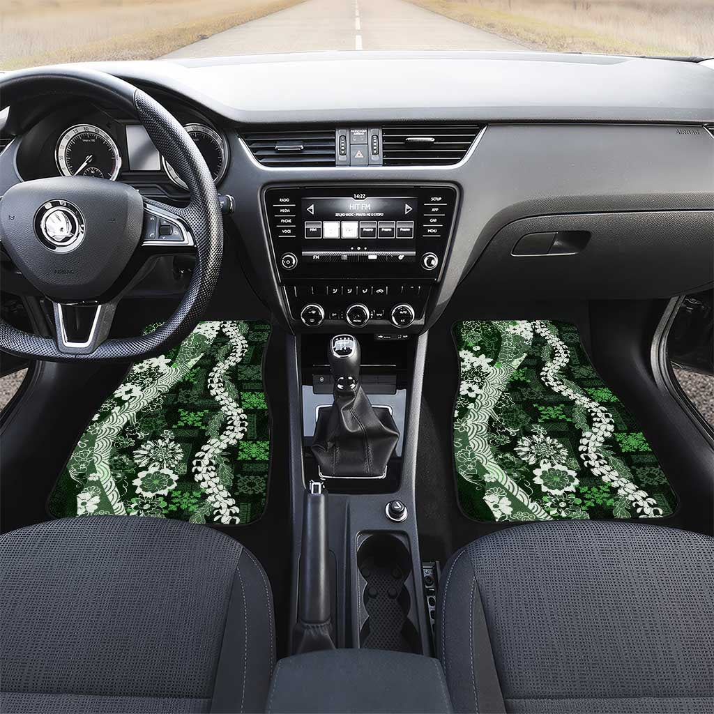 Hawaii Puakenikeni and Maile Lei Car Mats Green Japanese Wave Style - Polynesian Pride
