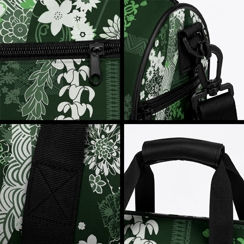Hawaii Puakenikeni and Maile Lei Duffle Bag Green Japanese Wave Style LT9 - Polynesian Pride