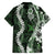 Hawaii Puakenikeni and Maile Lei Family Matching Long Sleeve Bodycon Dress and Hawaiian Shirt Green Japanese Wave Style - Polynesian Pride