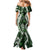 Hawaii Puakenikeni and Maile Lei Family Matching Mermaid Dress and Hawaiian Shirt Green Japanese Wave Style - Polynesian Pride