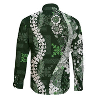 Hawaii Puakenikeni and Maile Lei Family Matching Puletasi and Hawaiian Shirt Green Japanese Wave Style LT9 - Polynesian Pride