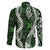 Hawaii Puakenikeni and Maile Lei Family Matching Short Sleeve Bodycon Dress and Hawaiian Shirt Green Japanese Wave Style - Polynesian Pride