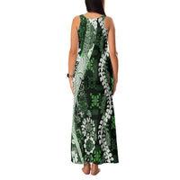 Hawaii Puakenikeni and Maile Lei Family Matching Tank Maxi Dress and Hawaiian Shirt Green Japanese Wave Style - Polynesian Pride
