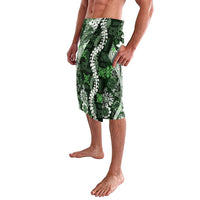 Hawaii Puakenikeni and Maile Lei Lavalava Green Japanese Wave Style - Polynesian Pride