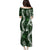 Hawaii Puakenikeni and Maile Lei Puletasi Green Japanese Wave Style - Polynesian Pride