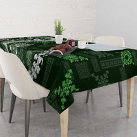 Hawaii Puakenikeni and Maile Lei Tablecloth Green Japanese Wave Style - Polynesian Pride