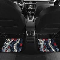 Hawaii Puakenikeni and Maile Lei Car Mats Navy Blue Japanese Wave Style - Polynesian Pride