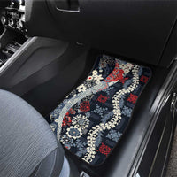 Hawaii Puakenikeni and Maile Lei Car Mats Navy Blue Japanese Wave Style - Polynesian Pride