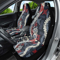 Hawaii Puakenikeni and Maile Lei Car Seat Cover Navy Blue Japanese Wave Style - Polynesian Pride