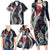Hawaii Puakenikeni and Maile Lei Family Matching Long Sleeve Bodycon Dress and Hawaiian Shirt Navy Blue Japanese Wave Style - Polynesian Pride
