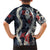 Hawaii Puakenikeni and Maile Lei Family Matching Short Sleeve Bodycon Dress and Hawaiian Shirt Navy Blue Japanese Wave Style - Polynesian Pride