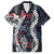 Hawaii Puakenikeni and Maile Lei Family Matching Short Sleeve Bodycon Dress and Hawaiian Shirt Navy Blue Japanese Wave Style - Polynesian Pride
