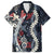 Hawaii Puakenikeni and Maile Lei Family Matching Tank Maxi Dress and Hawaiian Shirt Navy Blue Japanese Wave Style - Polynesian Pride