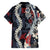 Hawaii Puakenikeni and Maile Lei Family Matching Tank Maxi Dress and Hawaiian Shirt Navy Blue Japanese Wave Style - Polynesian Pride