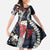 Hawaii Puakenikeni and Maile Lei Kid Short Sleeve Dress Navy Blue Japanese Wave Style - Polynesian Pride