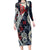 Hawaii Puakenikeni and Maile Lei Long Sleeve Bodycon Dress Navy Blue Japanese Wave Style - Polynesian Pride