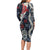 Hawaii Puakenikeni and Maile Lei Long Sleeve Bodycon Dress Navy Blue Japanese Wave Style - Polynesian Pride