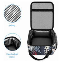 Hawaii Puakenikeni and Maile Lei Lunch Bag Navy Blue Japanese Wave Style LT9 - Polynesian Pride