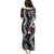 Hawaii Puakenikeni and Maile Lei Puletasi Navy Blue Japanese Wave Style - Polynesian Pride