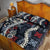 Hawaii Puakenikeni and Maile Lei Quilt Bed Set Navy Blue Japanese Wave Style - Polynesian Pride