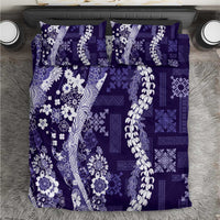 Hawaii Puakenikeni and Maile Lei Bedding Set Purple Japanese Wave Style - Polynesian Pride