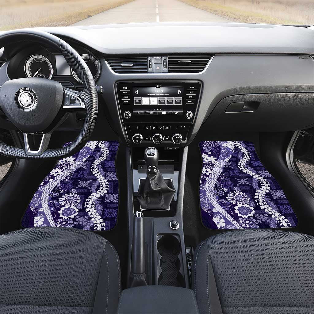 Hawaii Puakenikeni and Maile Lei Car Mats Purple Japanese Wave Style - Polynesian Pride