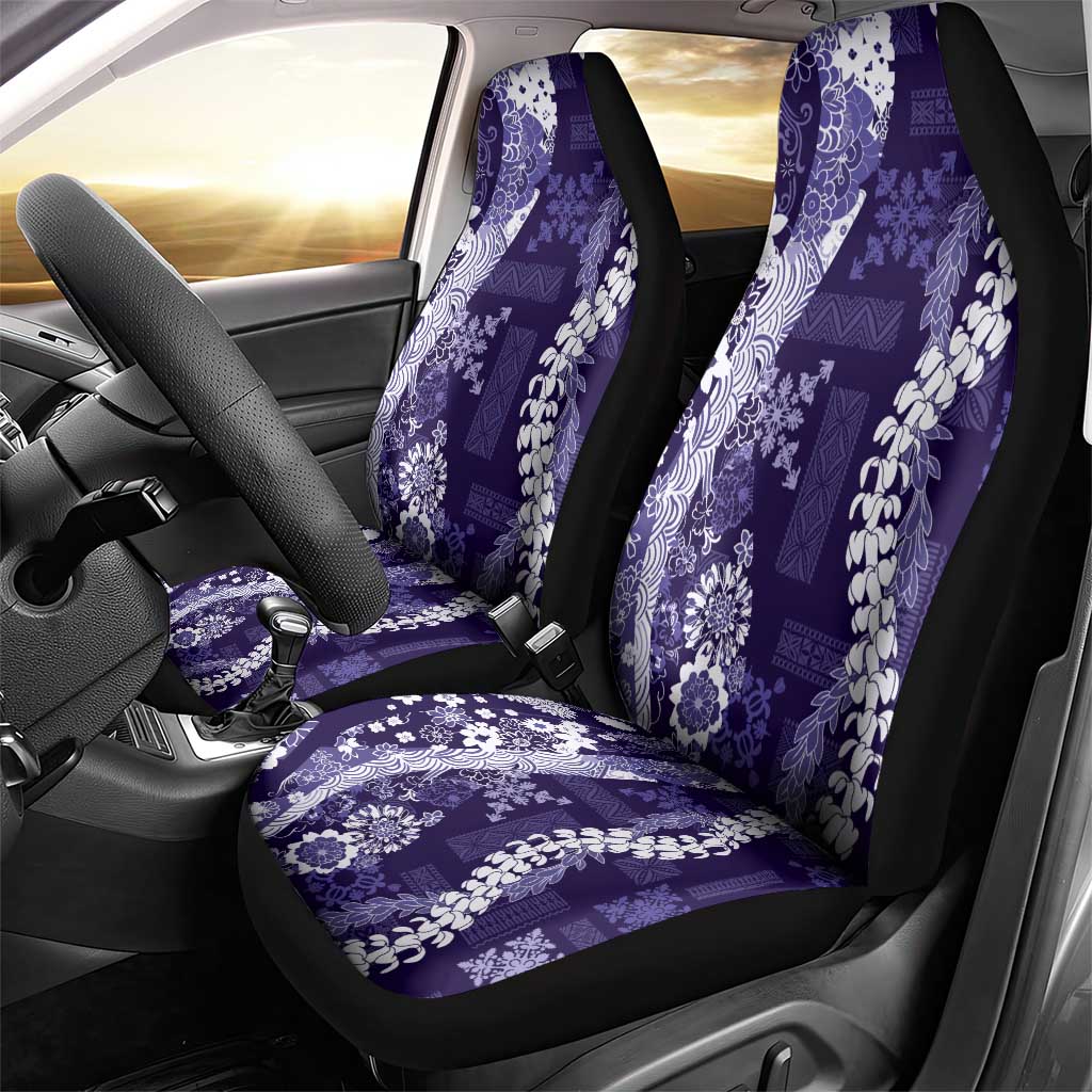 Hawaii Puakenikeni and Maile Lei Car Seat Cover Purple Japanese Wave Style - Polynesian Pride