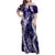 Hawaii Puakenikeni and Maile Lei Family Matching Off Shoulder Maxi Dress and Hawaiian Shirt Purple Japanese Wave Style - Polynesian Pride