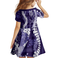Hawaii Puakenikeni and Maile Lei Family Matching Puletasi and Hawaiian Shirt Purple Japanese Wave Style LT9 - Polynesian Pride