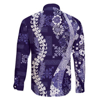 Hawaii Puakenikeni and Maile Lei Family Matching Puletasi and Hawaiian Shirt Purple Japanese Wave Style LT9 - Polynesian Pride