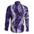 Hawaii Puakenikeni and Maile Lei Family Matching Short Sleeve Bodycon Dress and Hawaiian Shirt Purple Japanese Wave Style - Polynesian Pride