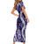 Hawaii Puakenikeni and Maile Lei Family Matching Short Sleeve Bodycon Dress and Hawaiian Shirt Purple Japanese Wave Style - Polynesian Pride