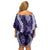 Hawaii Puakenikeni and Maile Lei Off Shoulder Short Dress Purple Japanese Wave Style - Polynesian Pride
