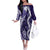 Hawaii Puakenikeni and Maile Lei Off The Shoulder Long Sleeve Dress Purple Japanese Wave Style - Polynesian Pride