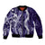 Hawaii Puakenikeni and Maile Lei Sleeve Zip Bomber Jacket Purple Japanese Wave Style - Polynesian Pride