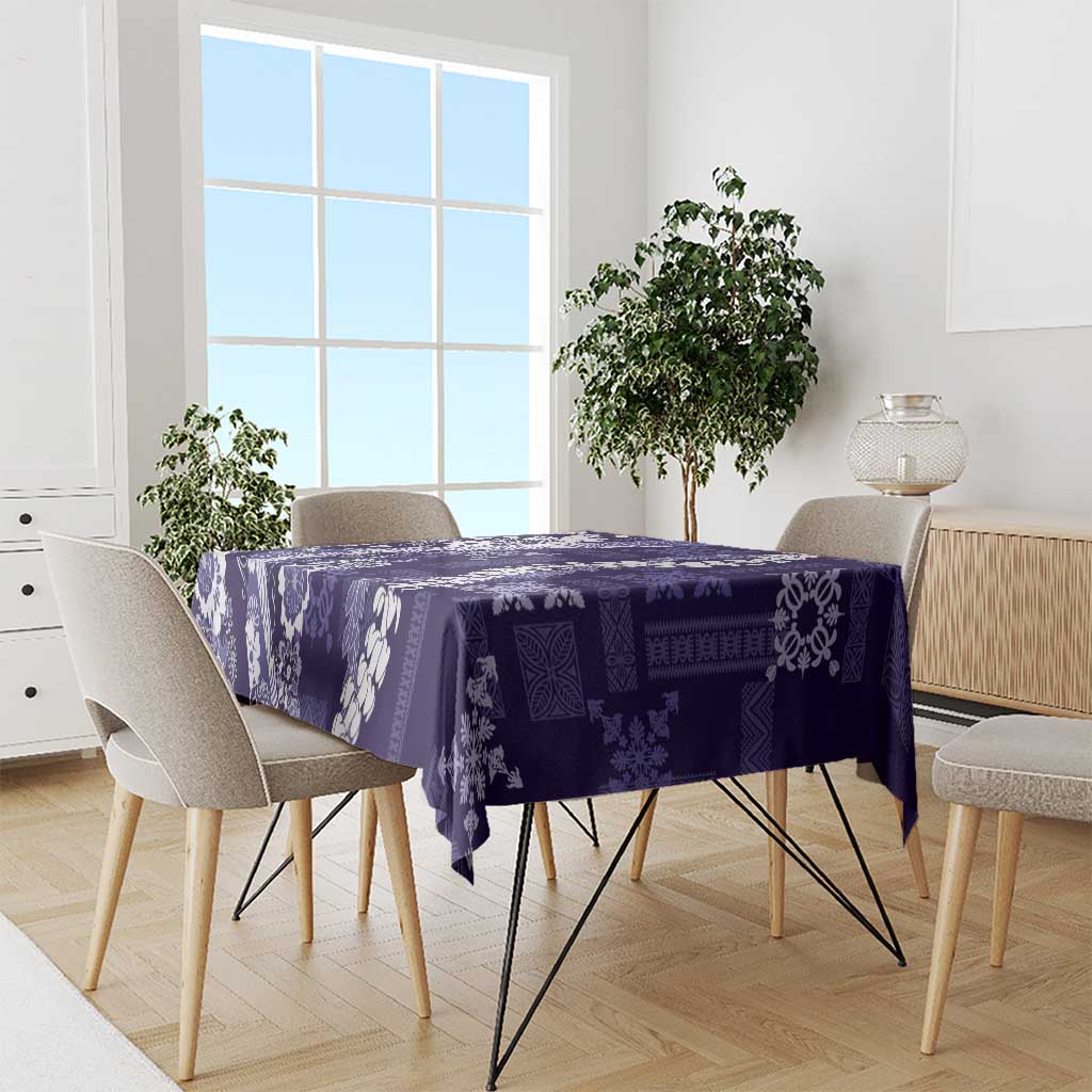 Hawaii Puakenikeni and Maile Lei Tablecloth Purple Japanese Wave Style - Polynesian Pride