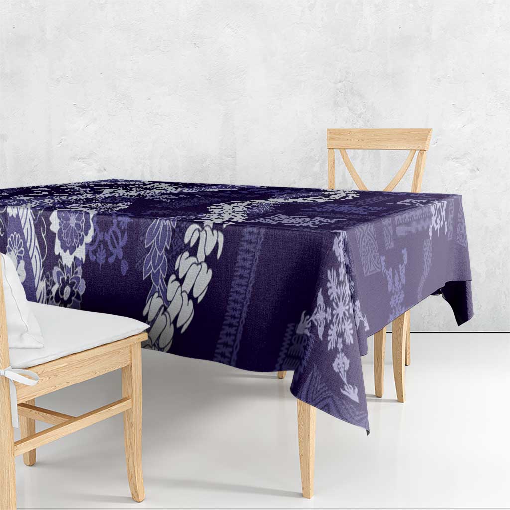 Hawaii Puakenikeni and Maile Lei Tablecloth Purple Japanese Wave Style - Polynesian Pride