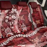 Hawaii Puakenikeni and Maile Lei Back Car Seat Cover Red Japanese Wave Style - Polynesian Pride