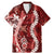 Hawaii Puakenikeni and Maile Lei Family Matching Mermaid Dress and Hawaiian Shirt Red Japanese Wave Style - Polynesian Pride