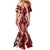 Hawaii Puakenikeni and Maile Lei Family Matching Mermaid Dress and Hawaiian Shirt Red Japanese Wave Style - Polynesian Pride
