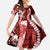 Hawaii Puakenikeni and Maile Lei Family Matching Tank Maxi Dress and Hawaiian Shirt Red Japanese Wave Style - Polynesian Pride