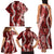 Hawaii Puakenikeni and Maile Lei Family Matching Tank Maxi Dress and Hawaiian Shirt Red Japanese Wave Style - Polynesian Pride