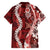 Hawaii Puakenikeni and Maile Lei Family Matching Tank Maxi Dress and Hawaiian Shirt Red Japanese Wave Style - Polynesian Pride